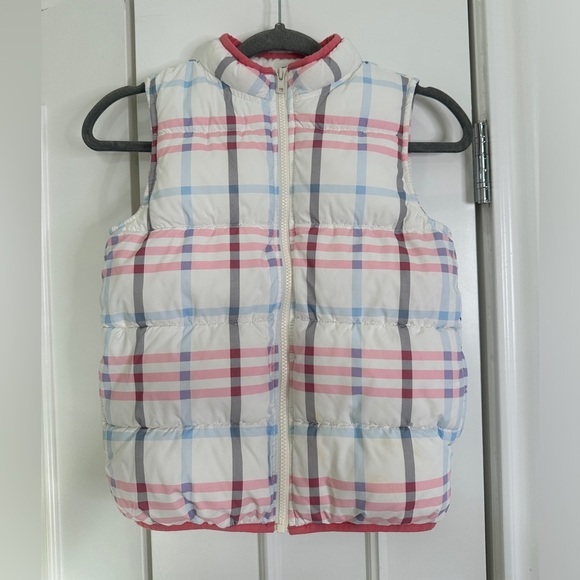 Gymboree Girls Plaid Insulated Puffer Jacket Fleece Lined Winter Vest Size L - Picture 1 of 8